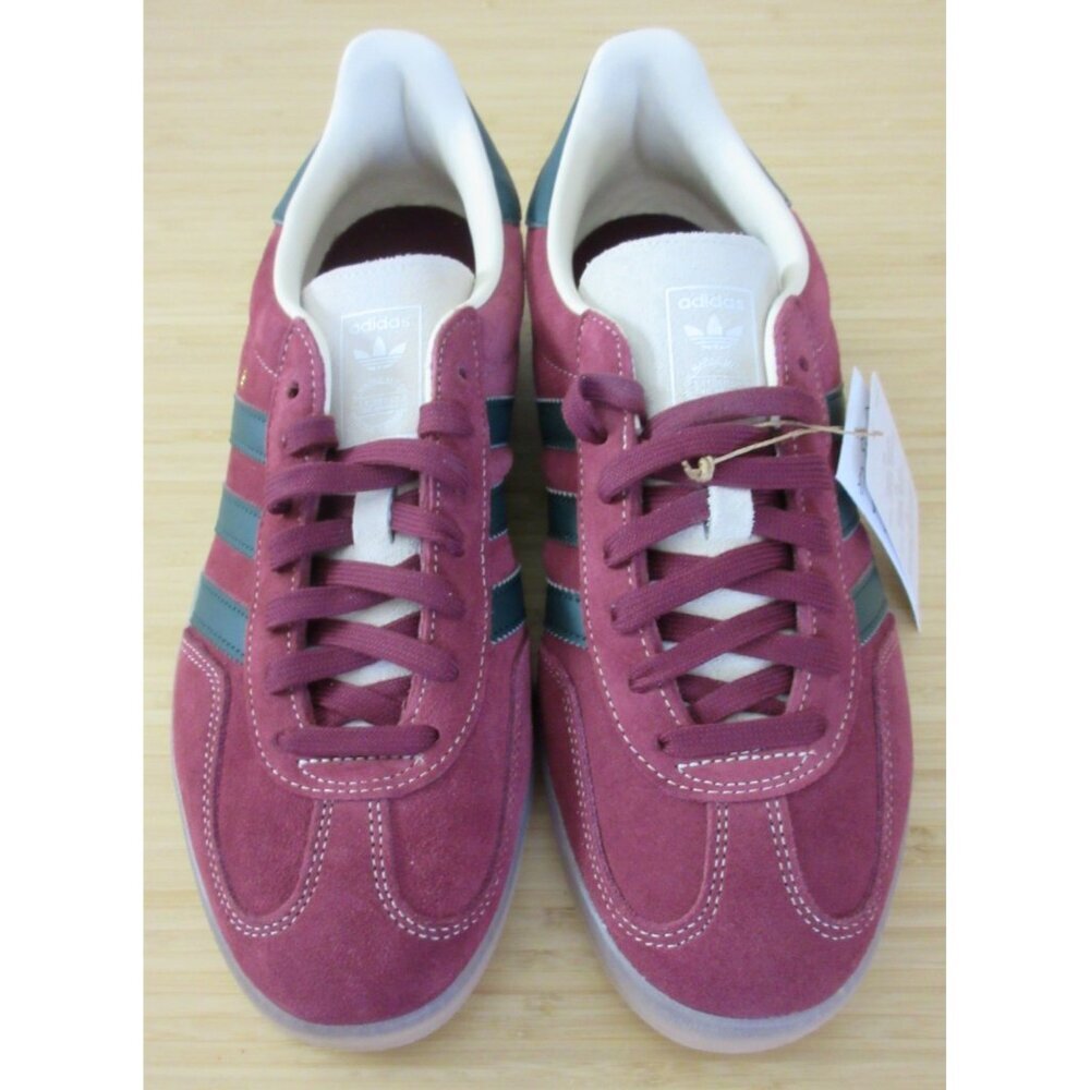 Adidas Men's Gazelle Indoor Suede Shoes Dark Red Green White Sizes NIB JH5403 - Picture 3 of 5